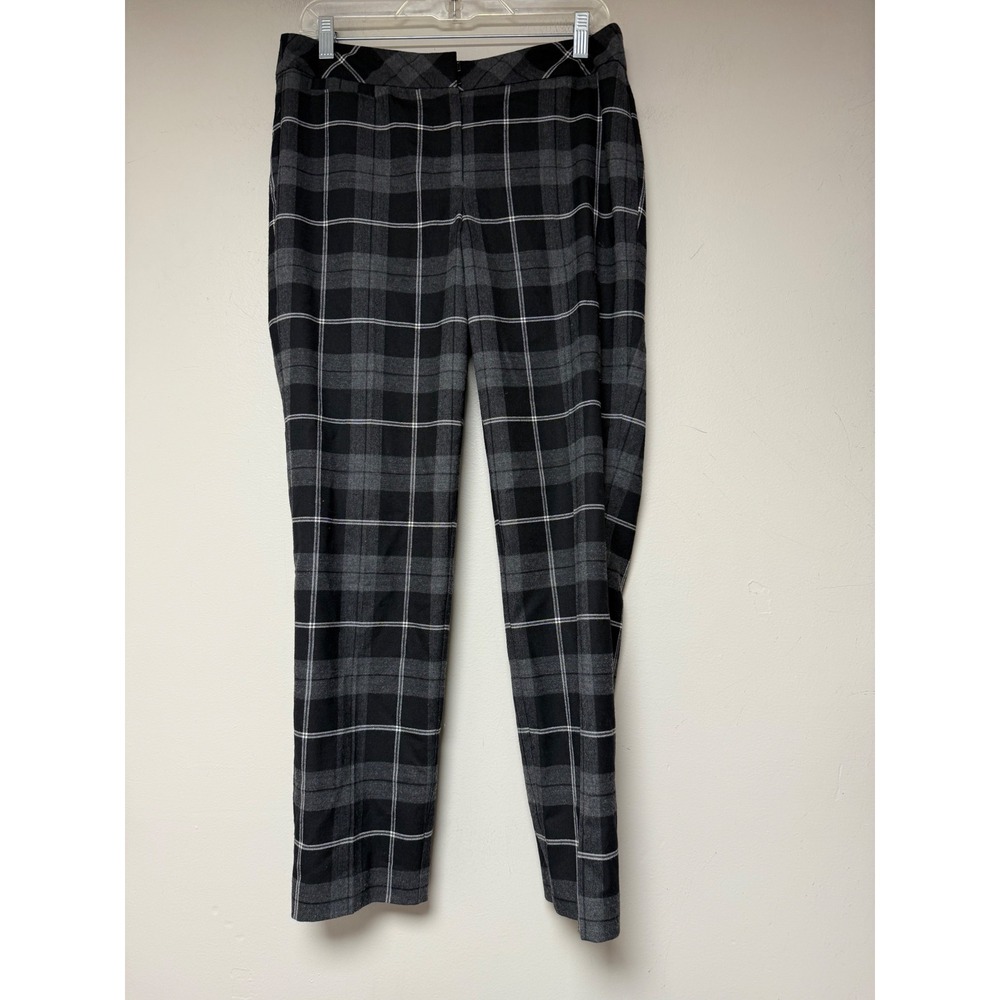 Talbots Hampshire Ankle Pants Womens 6 Black Grey Plaid Wool Blend Lined